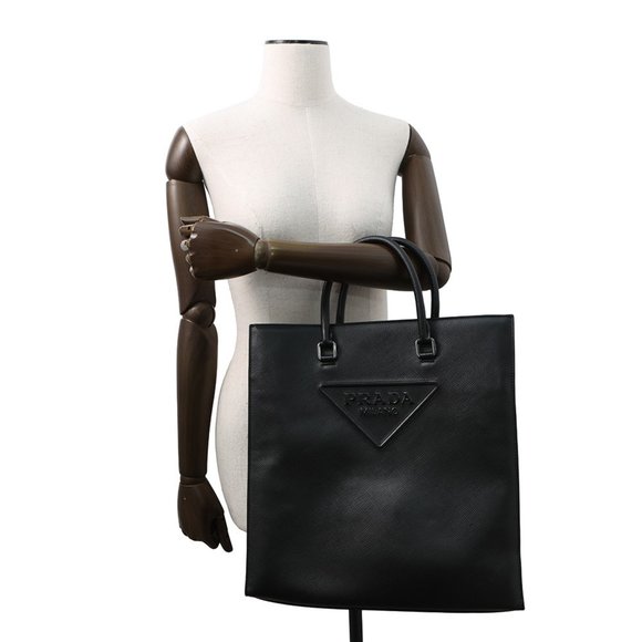 Prada Triangle Saffiano Leather Tote Bag 2VG084 PRADA Black 2-Way - Picture 4 of 10